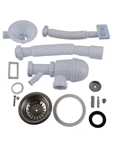 Сифон для кухонной мойки Optimum OPTI- 27343 31/2 дюйма х 40 с отверствием для стиральной машины, прямоугольным переливом и гофр