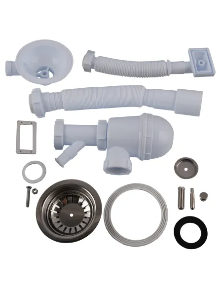 Сифон для кухонного миття Optimum OPTI-27343 31/2 дюйма х 40 з отвором для пральної машини, прямокутним переливом та гофротрубою