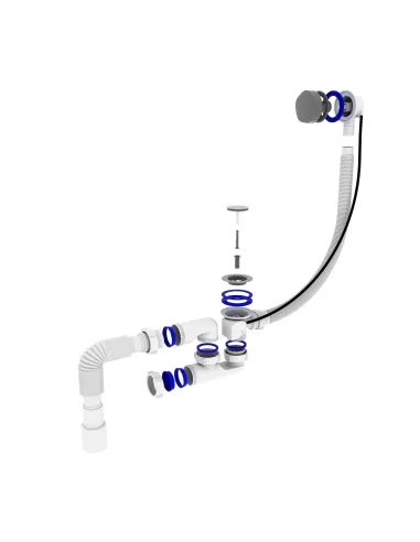 Сифон для ванны Optimum OPTI-27433 полуавтомат, с ревизией и гофроутробой 40х40/50
