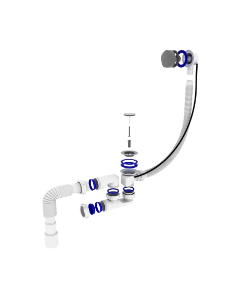Сифон для ванны Optimum OPTI-27433 полуавтомат, с ревизией и гофроутробой 40х40/50
