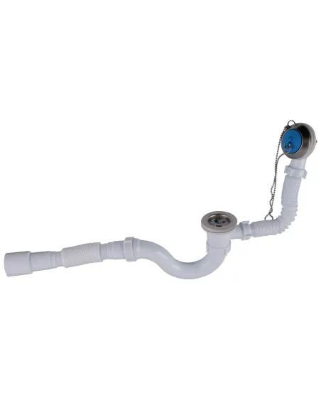 Сифон для ванны Optimum OPTI-26133 прямоточный с выпуском 1 1/2 дюйма, переливом и гофроутробой 40х40/50