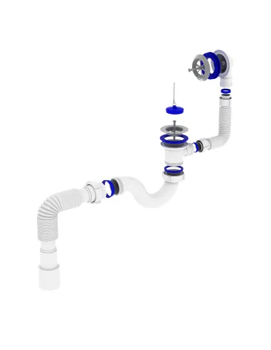 Сифон для ванни Optimum OPTI-26133 прямоточний з випуском 1 1/2 дюйма, переливом та гофроутробою 40х40/50