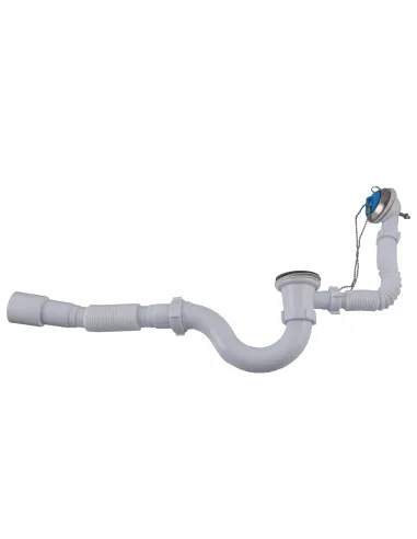 Сифон для ванны Optimum OPTI-26133 прямоточный с выпуском 1 1/2 дюйма, переливом и гофроутробой 40х40/50