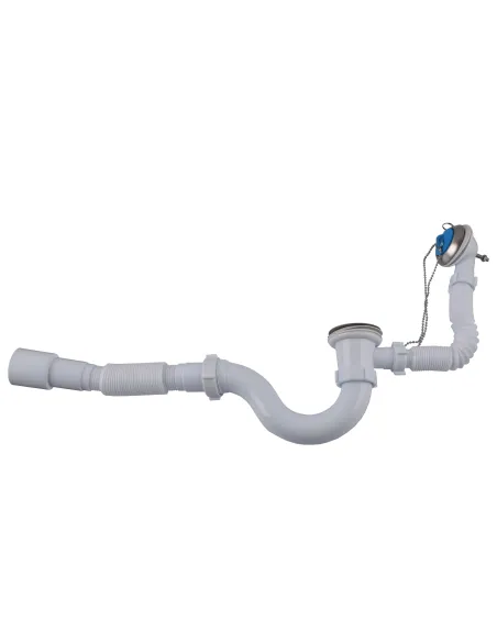 Сифон для ванны Optimum OPTI-26133 прямоточный с выпуском 1 1/2 дюйма, переливом и гофроутробой 40х40/50