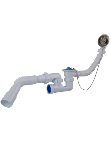 Сифон для ванны Optimum OPTI-26033 с ревизией, выпуском 1 1/2 дюйма х 40, переливом и гофроутробой 40х40/50