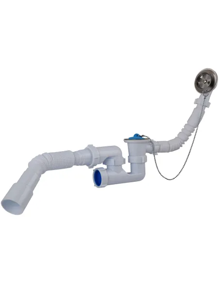 Сифон для ванны Optimum OPTI-26033 с ревизией, выпуском 1 1/2 дюйма х 40, переливом и гофроутробой 40х40/50