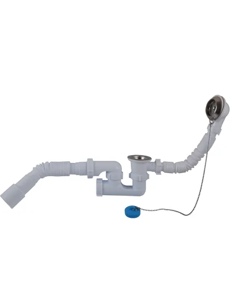 Сифон для ванны Optimum OPTI-26033 с ревизией, выпуском 1 1/2 дюйма х 40, переливом и гофроутробой 40х40/50