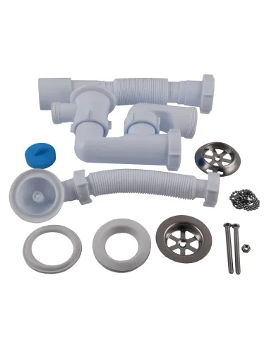 Сифон для ванны Optimum OPTI-26033 с ревизией, выпуском 1 1/2 дюйма х 40, переливом и гофроутробой 40х40/50