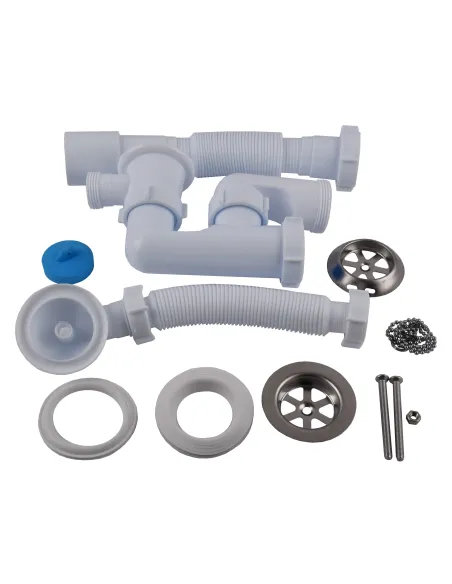 Сифон для ванны Optimum OPTI-26033 с ревизией, выпуском 1 1/2 дюйма х 40, переливом и гофроутробой 40х40/50