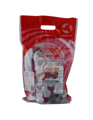 Сифон для ванны Optimum OPTI-26033 с ревизией, выпуском 1 1/2 дюйма х 40, переливом и гофроутробой 40х40/50