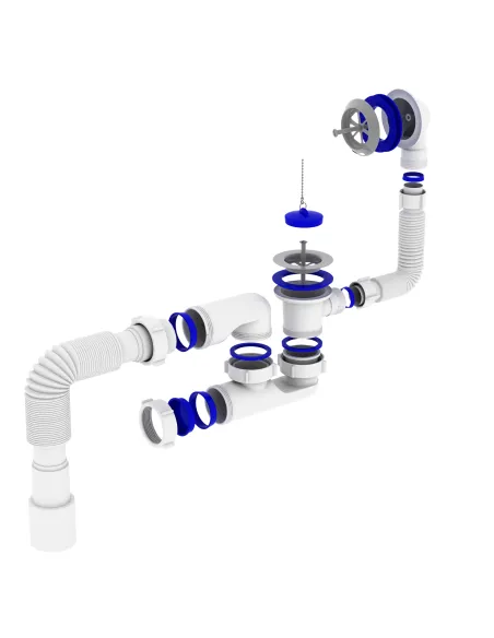 Сифон для ванни Optimum OPTI-26033 з ревізією, випуском 1 1/2 дюйма х 40, переливом та гофроутробою 40х40/50