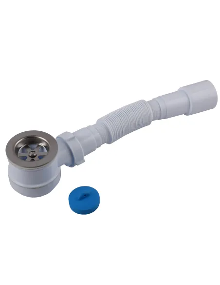 Сифон для душового піддону Optimum OPTI-09033 низький, пляшковий, з випуском 1 1/2 дюйма та гофротрубою 40*40/50