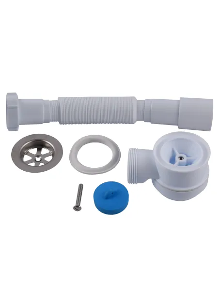 Сифон для душового піддону Optimum OPTI-09033 низький, пляшковий, з випуском 1 1/2 дюйма та гофротрубою 40*40/50