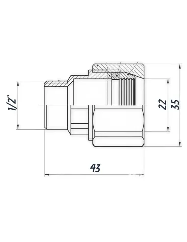 Соединение зажимное Optimum LS332S 1/2 дюйма, 22 мм, латунное