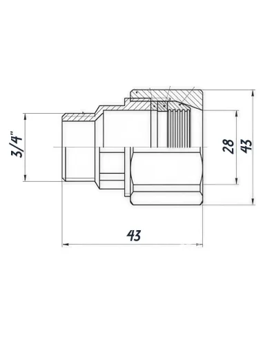 З`єднання затискне Optimum LS442S 3/4 дюйма, 28 мм, латунне