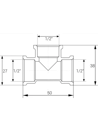 Тройник Optimum NT331S 1/2 дюйм, ВВВ, никелированный