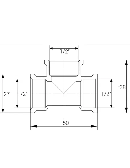 Тройник Optimum NT331S 1/2 дюйм, ВВВ, никелированный