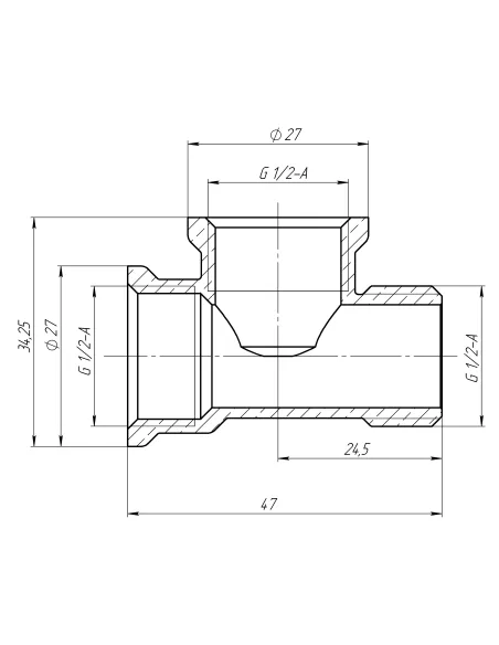 Тройник Optimum LT334S 1/2 дюйм, ВВЗ, латунный