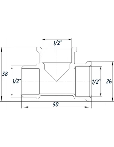 Тройник Optimum NT334S 1/2 дюйм, ВВН, никелированный