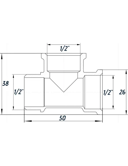 Тройник Optimum NT334S 1/2 дюйм, ВВН, никелированный