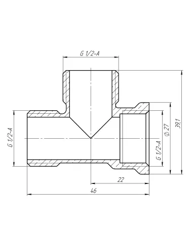 Трійник Optimum LT335S 1/2 дюйм, ВНН, латунний
