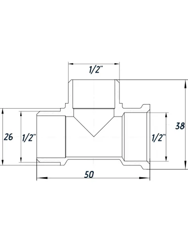 Тройник Optimum NT335S 1/2 дюйм, ВНН, никелированный