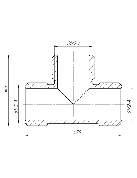 Тройник Optimum LT332S 1/2 дюйм, ННН, латунный