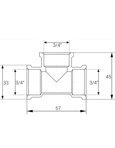 Тройник Optimum NT441S 3/4 дюйма, ВВВ, никелированный