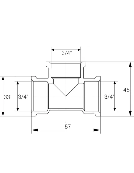 Тройник Optimum NT441S 3/4 дюйма, ВВВ, никелированный