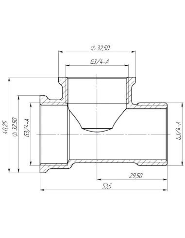 Трійник Optimum LT444S 3/4 дюйми, ВВН, латунний