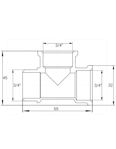 Тройник Optimum NT444S 3/4 дюйма, ВВН, никелированный