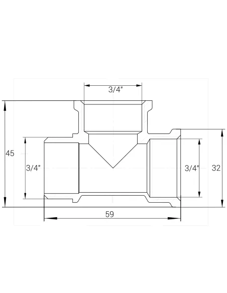 Тройник Optimum NT444S 3/4 дюйма, ВВН, никелированный