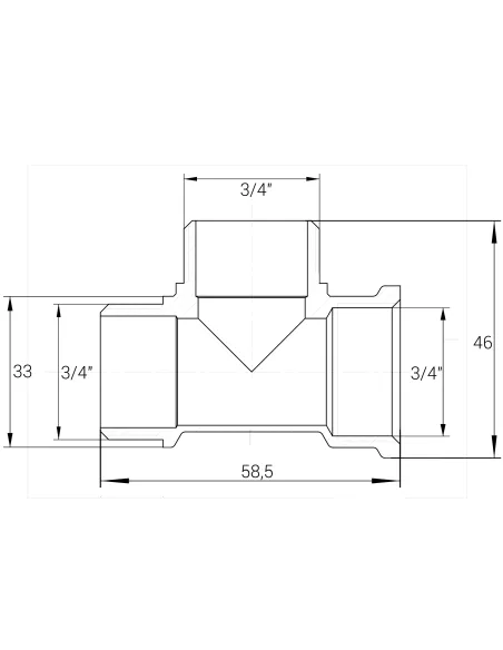 Тройник Optimum NT445S 3/4 дюйма, ВНН, никелированный