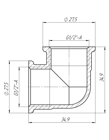 Кутник латунний Optimum LL331S 1/2 дюйма ВВ