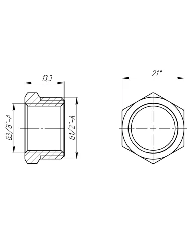Футорка Optimum LF323S 1/2 х 3/8 дюйма, НВ, латунная