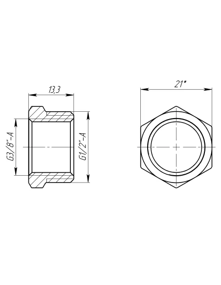 Футорка Optimum LF323S 1/2 х 3/8 дюйма, НВ, латунная