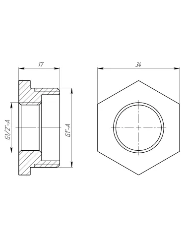 Футорка Optimum LF533S 1 х 1/2 дюйма, НВ, латунная
