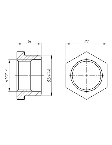 Футорка Optimum LF433S 3/4. х 1/2 дюйма, НВ, латунная