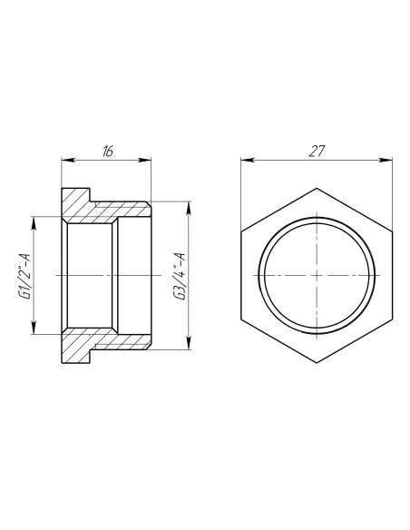 Футорка Optimum LF433S 3/4. х 1/2 дюйма, НВ, латунна