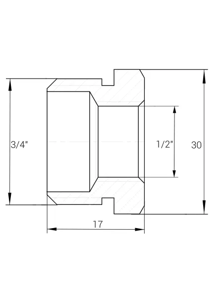 Футорка Optimum NF433S 3/4 х 1/2 дюйма, НВ, никелированная