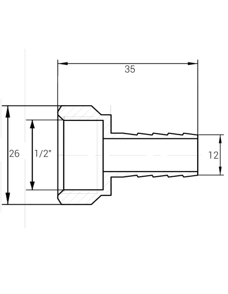 Штуцер Optimum LU3F1S 1/2 дюйма В 12 мм латунный