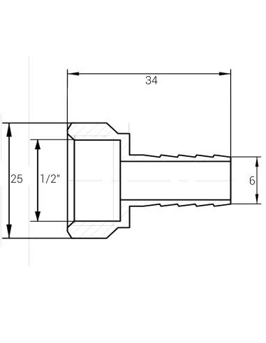 Штуцер Optimum NU3C1S 1/2 дюйма В 6 мм нікельований