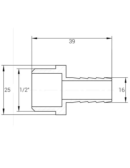 Штуцер Optimum LU3H2S 1/2 дюйми Н 16 мм латунний
