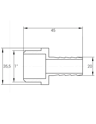 Штуцер Optimum NU5J2S 1 дюйма Н 20 мм никелированный
