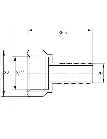 Штуцер Optimum LU4J1S 3/4 дюйма В 20 мм латунний