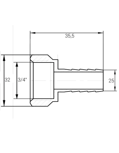 Штуцер Optimum NU4L1S 3/4 дюйма В 25 мм никелированный