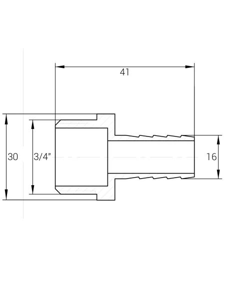 Штуцер Optimum NU4H2S 3/4 дюйми Н 16 мм нікельований