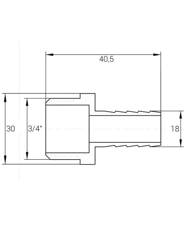 Штуцер Optimum NU4I2S 3/4 дюйми Н 18 мм нікельований