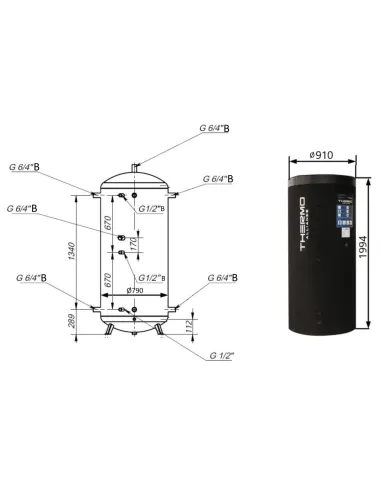 Теплоаккумулятор Thermo Alliance TA-ТАМ-00 1000 л, с изоляцией 60 мм