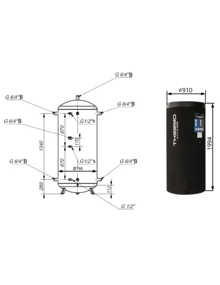 Теплоакумулятор Thermo Alliance TA-ТАМ-00 1000 л з ізоляцією 60 мм